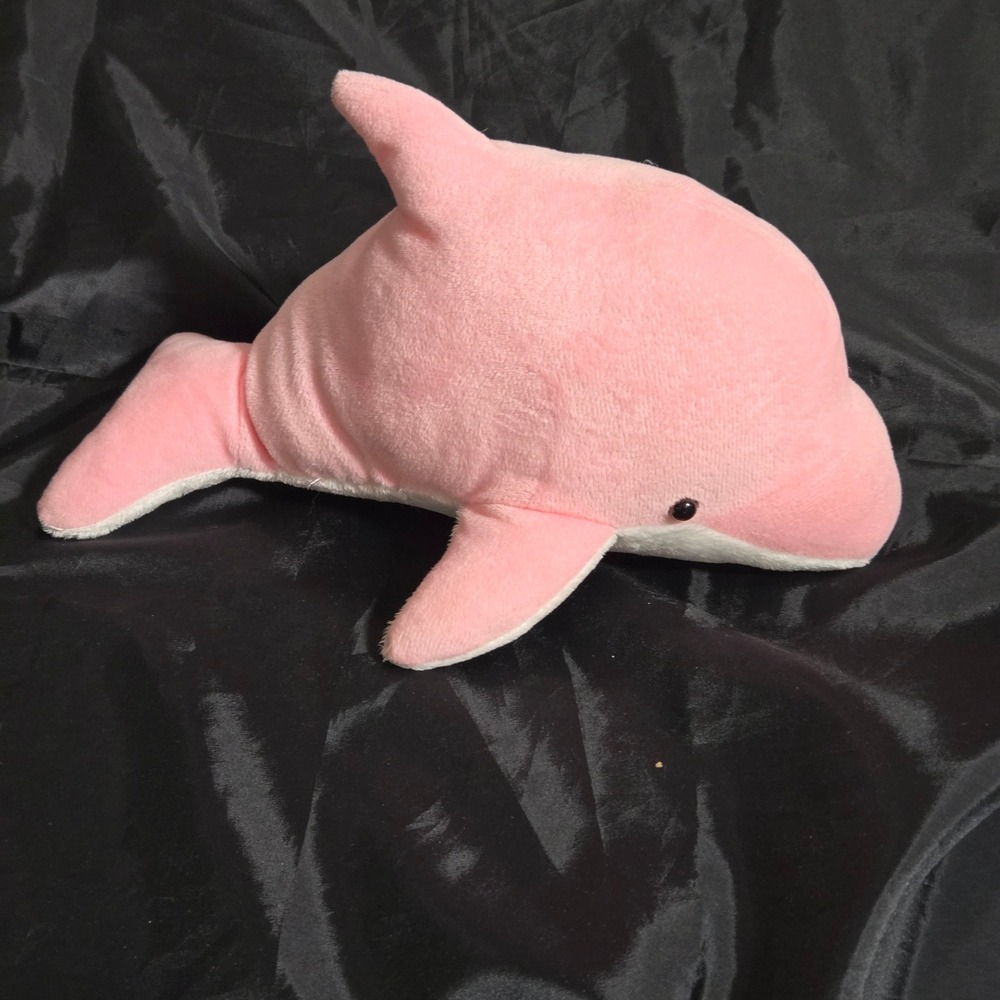 Pink Dolphin Plush Stuffed Animal Soft Sea Life Toy 12 Inch Pink White
